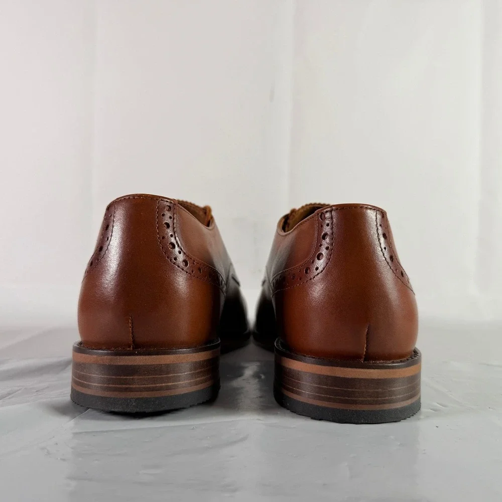 Bostonian Lamont Cap Mens 9.5 M Tan Leather Oxford Brogue Dress Shoes New